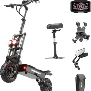 11Inch Electric Scooter with Seat for Adul Dual Motors 6000W up to 50 MPH 60 Miles Foldable Sports Scooter